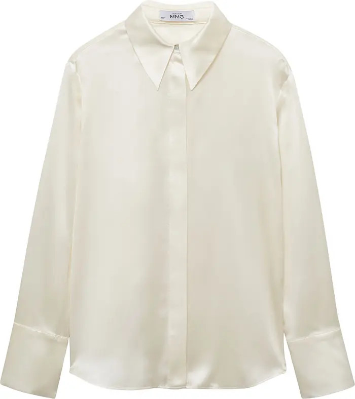 MANGO Satin Silk Button-Up Shirt | Nordstrom | Nordstrom