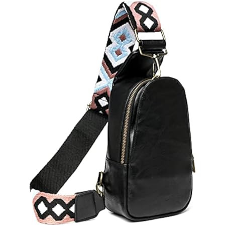 Women Chest Bag Sling Bag Small Crossbody PU Leather Satchel Daypack Shoulder backpack for traveling | Amazon (US)