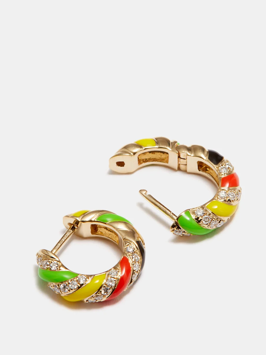 Jamaique diamond, enamel & 9kt gold hoop earrings | Yvonne Léon | Matches (US)