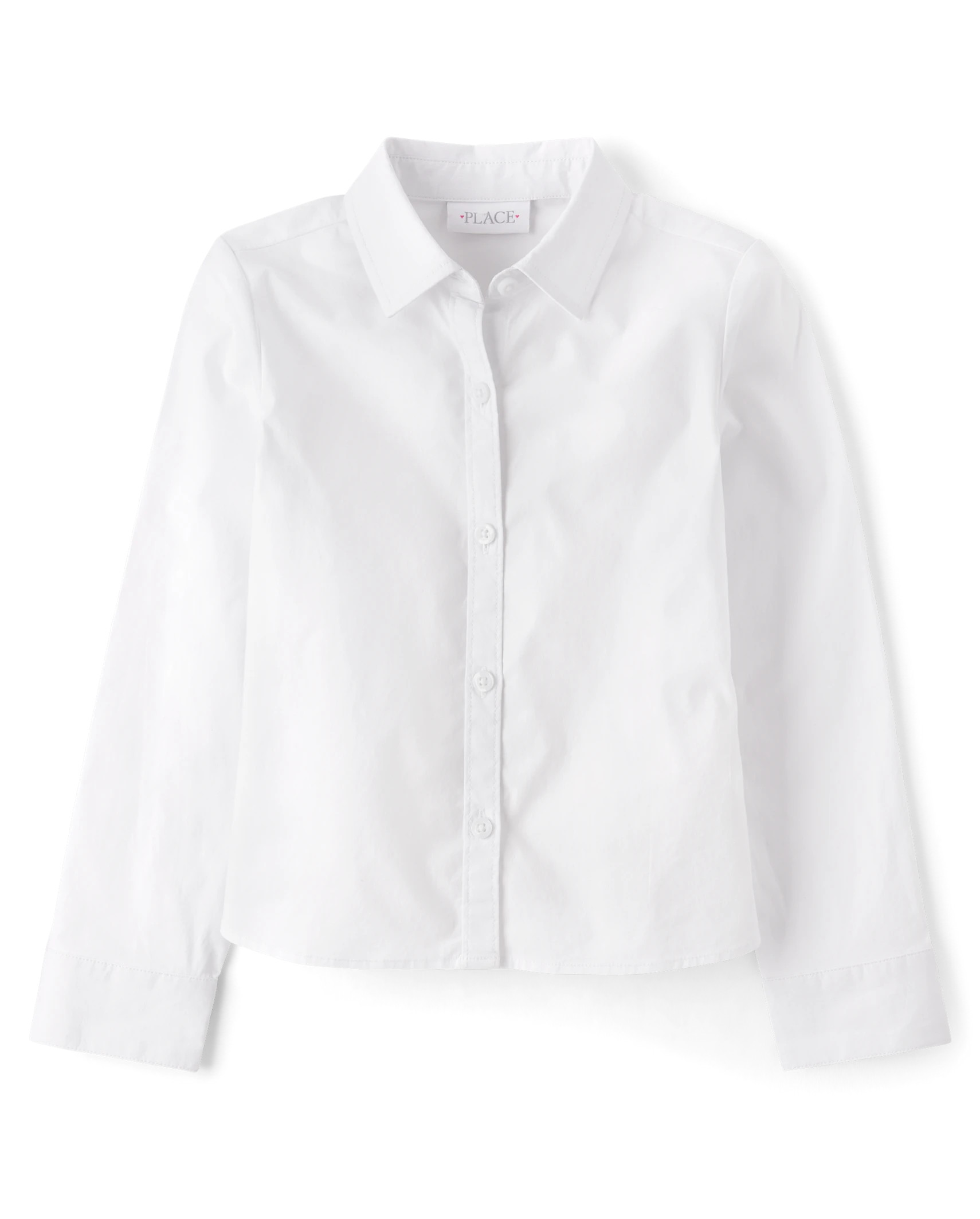 Girls Uniform Poplin Button Up Shirt - white | The Children's Place