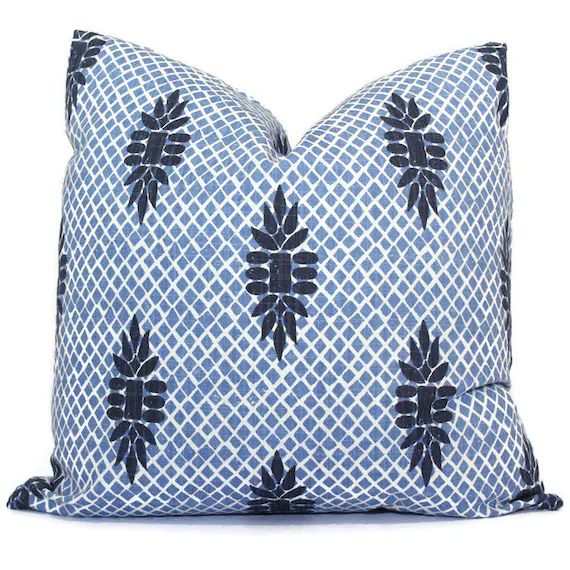 Boca Indigo Blue  Wedgewood Trellis Decorative Pillow Cover | Etsy | Etsy (US)