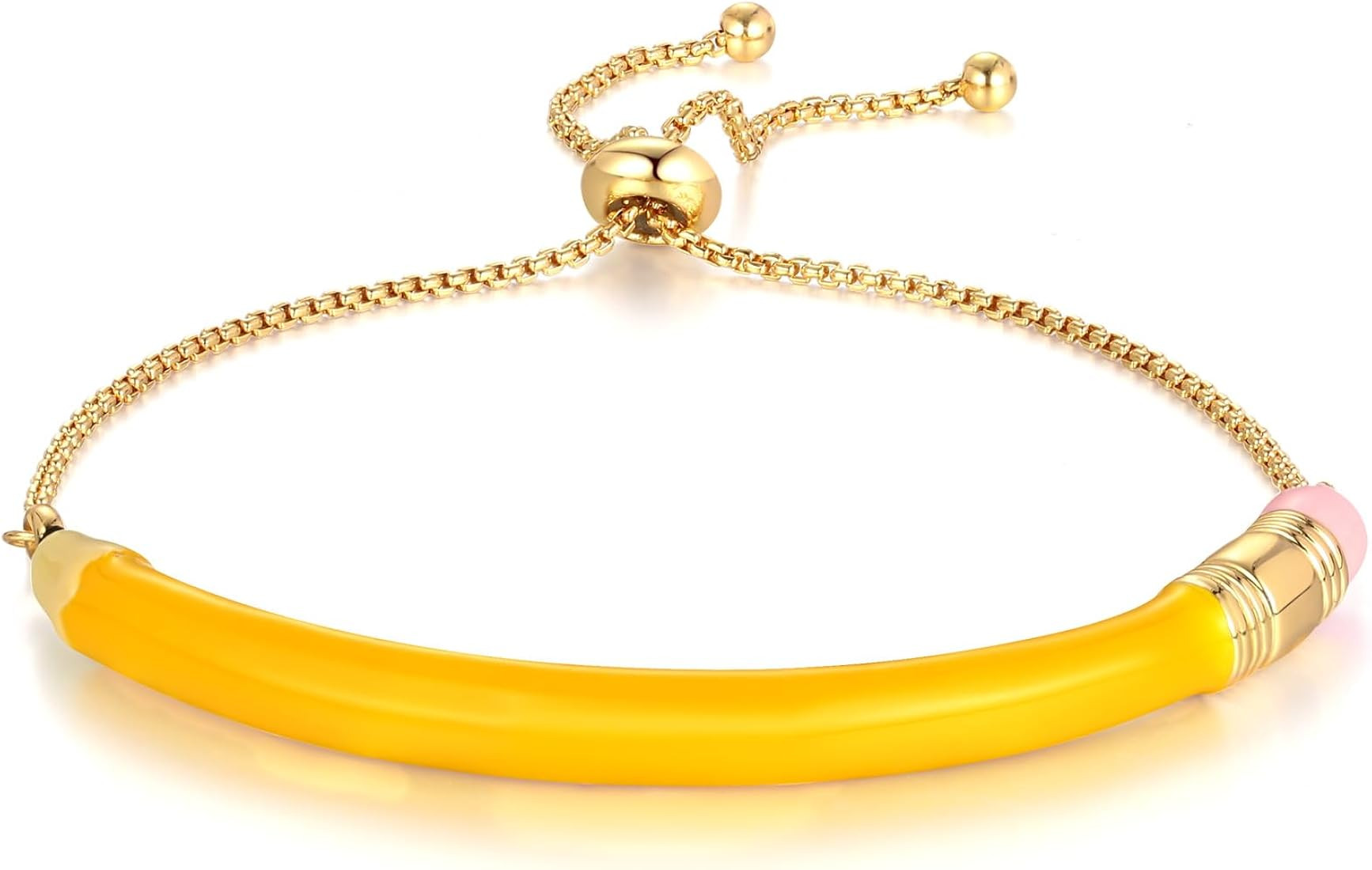 CLASSYZINT Adjustable Pencil Bangle Bracelet for Women Yellow Enamel Pencil Bar With Gold Slider ... | Amazon (US)