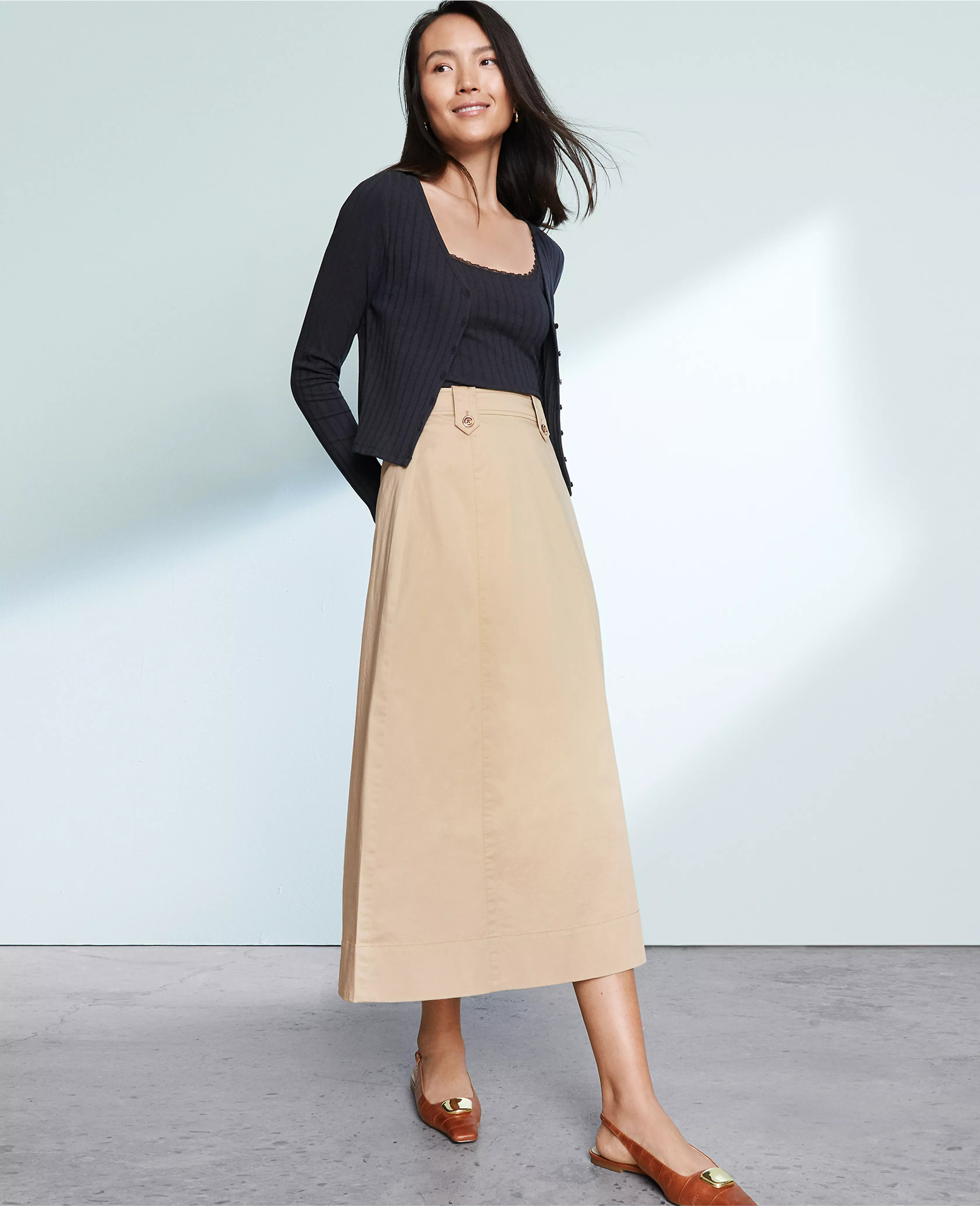 Weekend Collection Full Midi Skirt | Ann Taylor