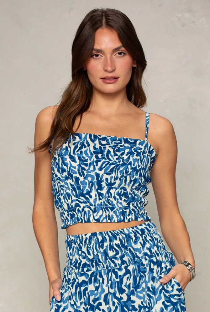 Jules Smocked Cami in Blue Carolina | South Moon Under