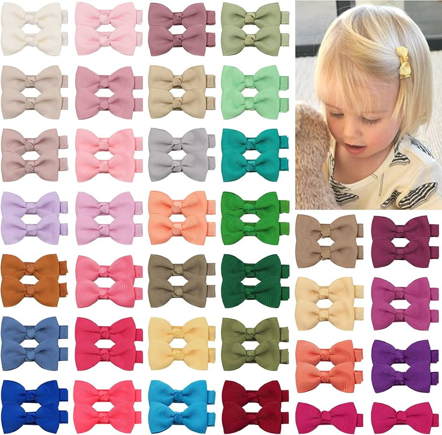 CELLOT - Pinzas para el pelo para bebé, 70 unidades, lazos para bebés y niñas, totalmente forr... | Amazon (US)