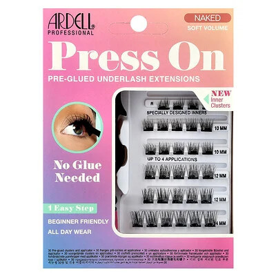 Ardell, Press On, Pre-Glued Underlash Extensions, Naked Soft Volume, 30 Pre Glued Clusters & Applicator | iHerb