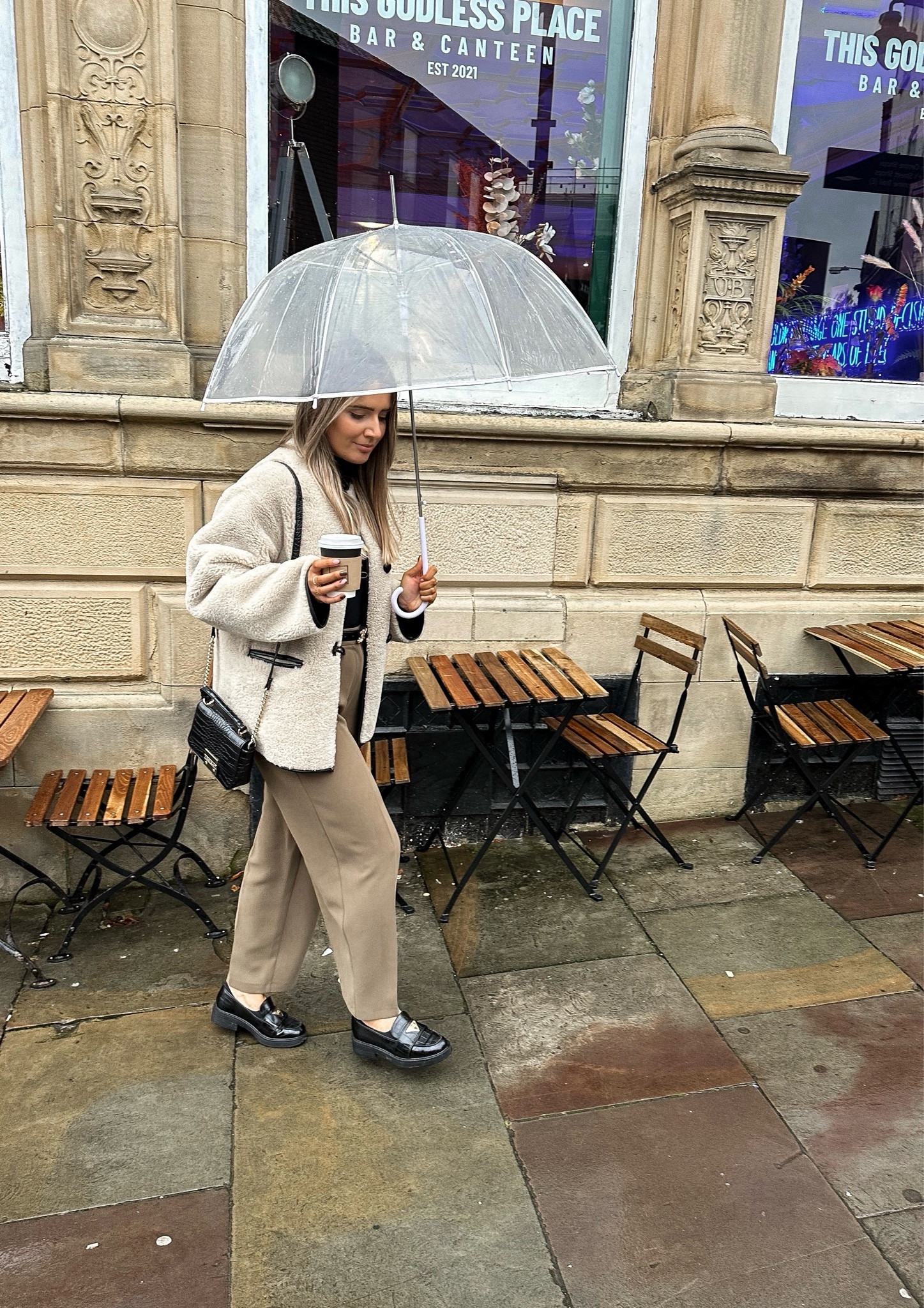 coffee run in the rain fit ☕️#LTKSeasonal 

#LTKeurope #LTKstyletip