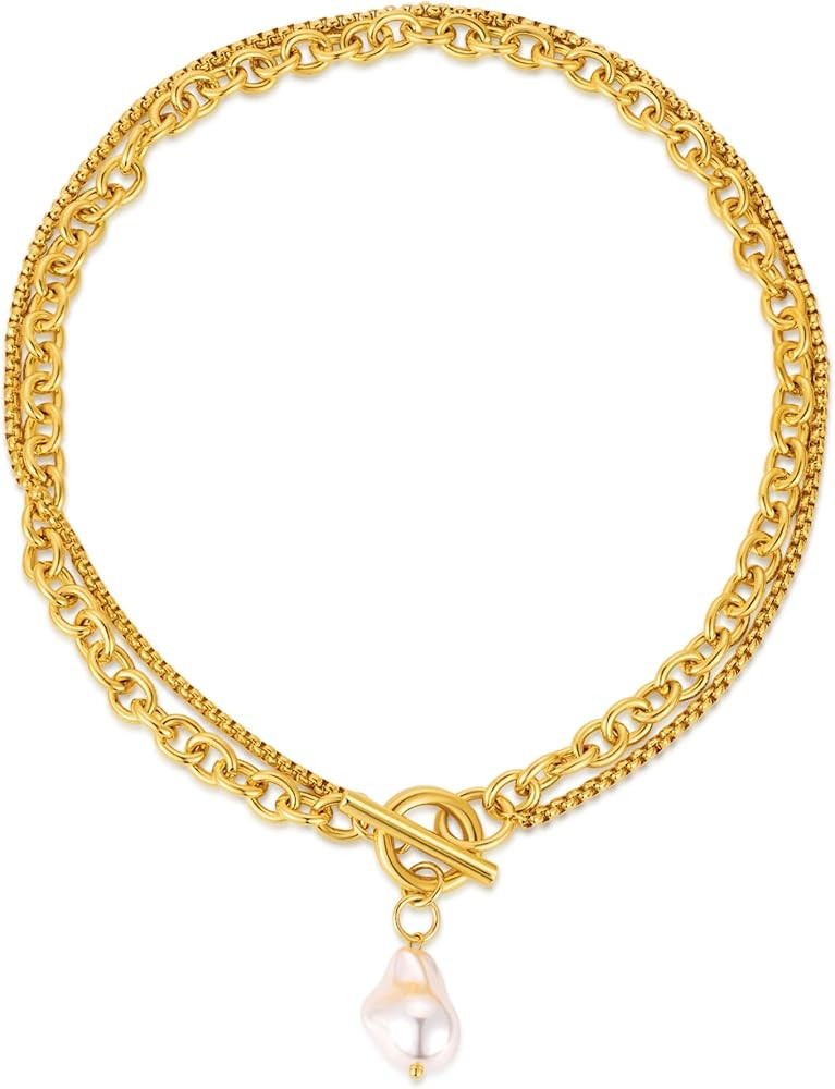 Chunky Gold Chain Necklace Cuban Chain Link Thick Paperclip Chain Heart Chain Choker Necklace for... | Amazon (US)