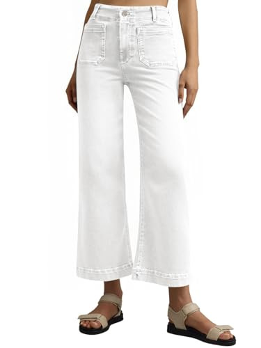 Tankaneo Wide Leg Jeans for Women Trendy High Waisted Flare Stretchy Jeans Cropped Baggy Denim Pa... | Amazon (US)
