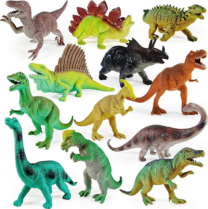Boley 12 Pack 9-Inch Educational Dinosaur Toys - Kids Realistic Toy Dinosaur Figures for Cool Kid... | Amazon (US)