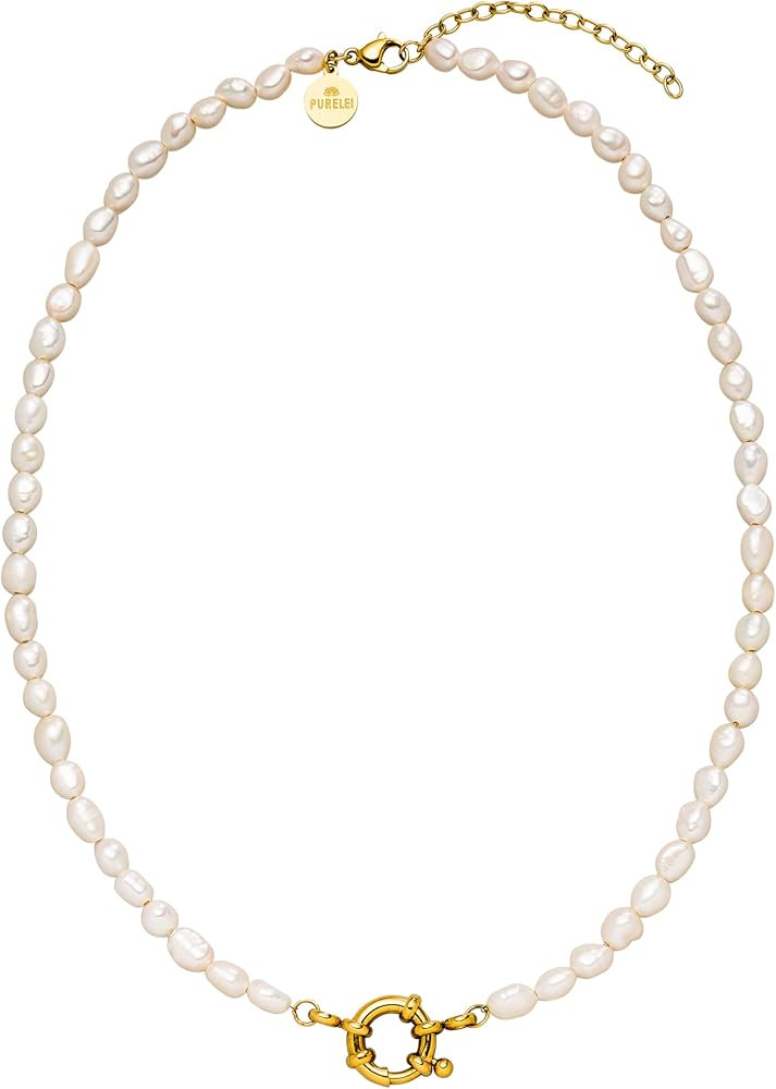 Purelei Pearl Charm Halskette \u2013 Elegante Kette mit S\u00fc\u00dfwasserperlen und Charm-\u00d... | Amazon (DE)