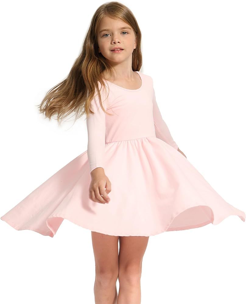 Stelle Long Sleeve Girls Dresses Skater Twirly Cotton Casual A-Line Dress for Toddler School Reci... | Amazon (US)