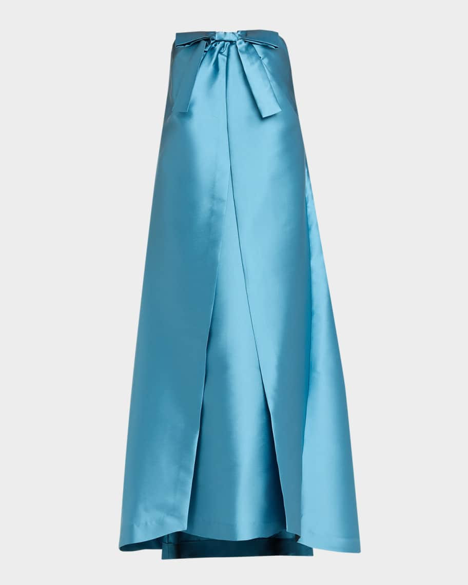 Jacques Strapless Bow Overlay Satin Gown | Neiman Marcus