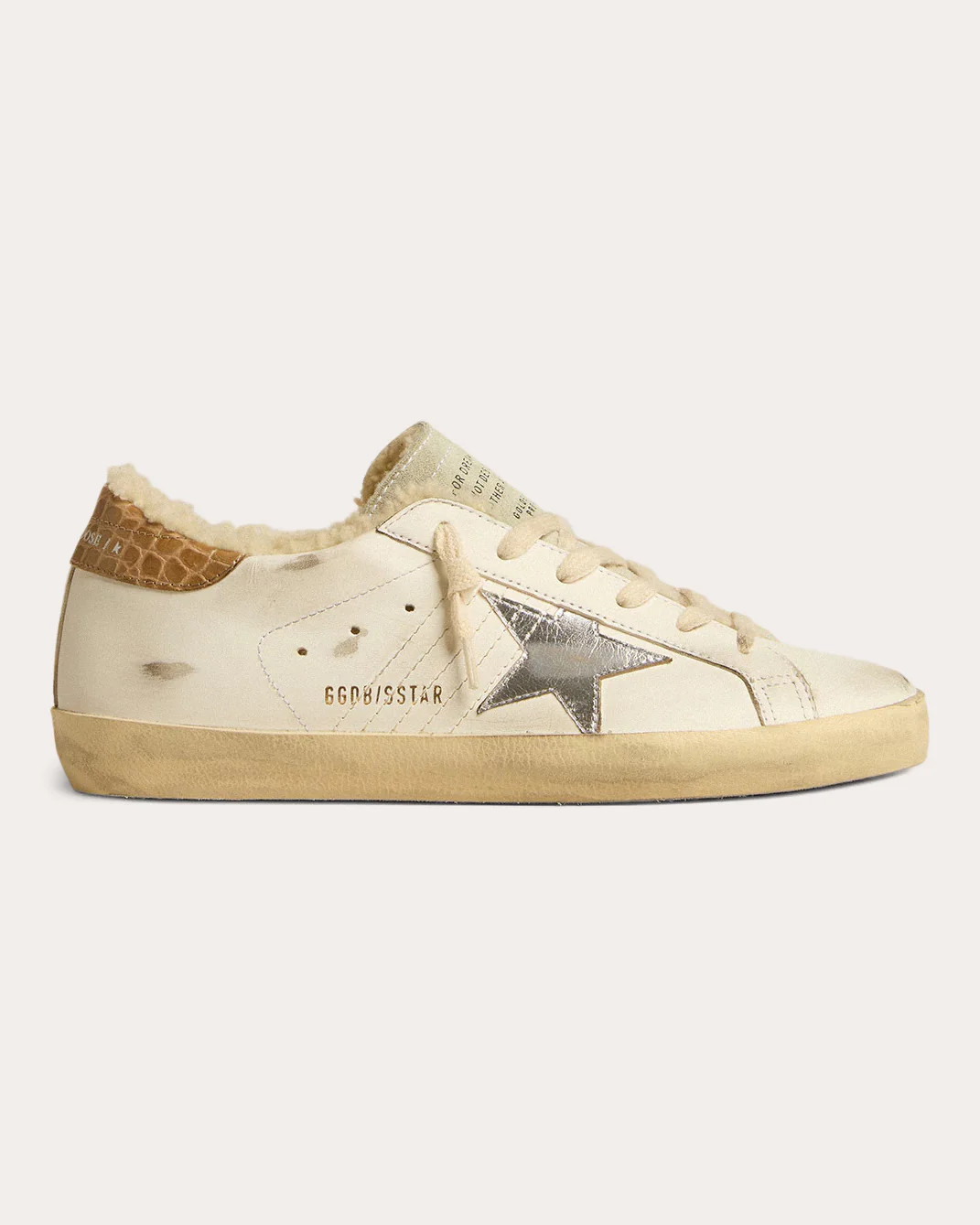 Golden Goose Women's Super Star Sneaker in White/shearling/silver Metallic Suede/Leather/Rubber | Olivela