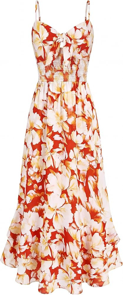 GRACE KARIN Womens Maxi Floral Sundresses Summer Beach Boho Dress Spaghetti Strap Dresses Casual ... | Amazon (US)