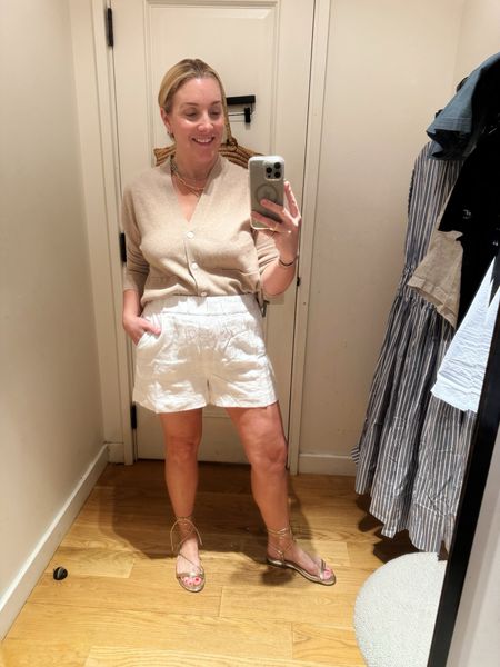 J.Crew Try On: cashmere button down cardigan and these amazing linen blend pull-on short. Perfect for summer! Too and bottoms tts. Allison wearing a medium. 



Summer outfit 

#LTKSeasonal #LTKStyleTip #LTKOver40