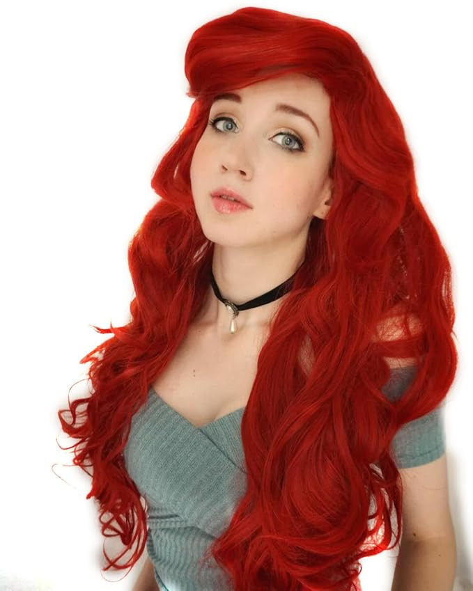 Probeauty Mermaid Wig Long Red Curly Body Wave Wig Halloween Cosplay Costume Wigs for Women+Wig C... | Amazon (US)