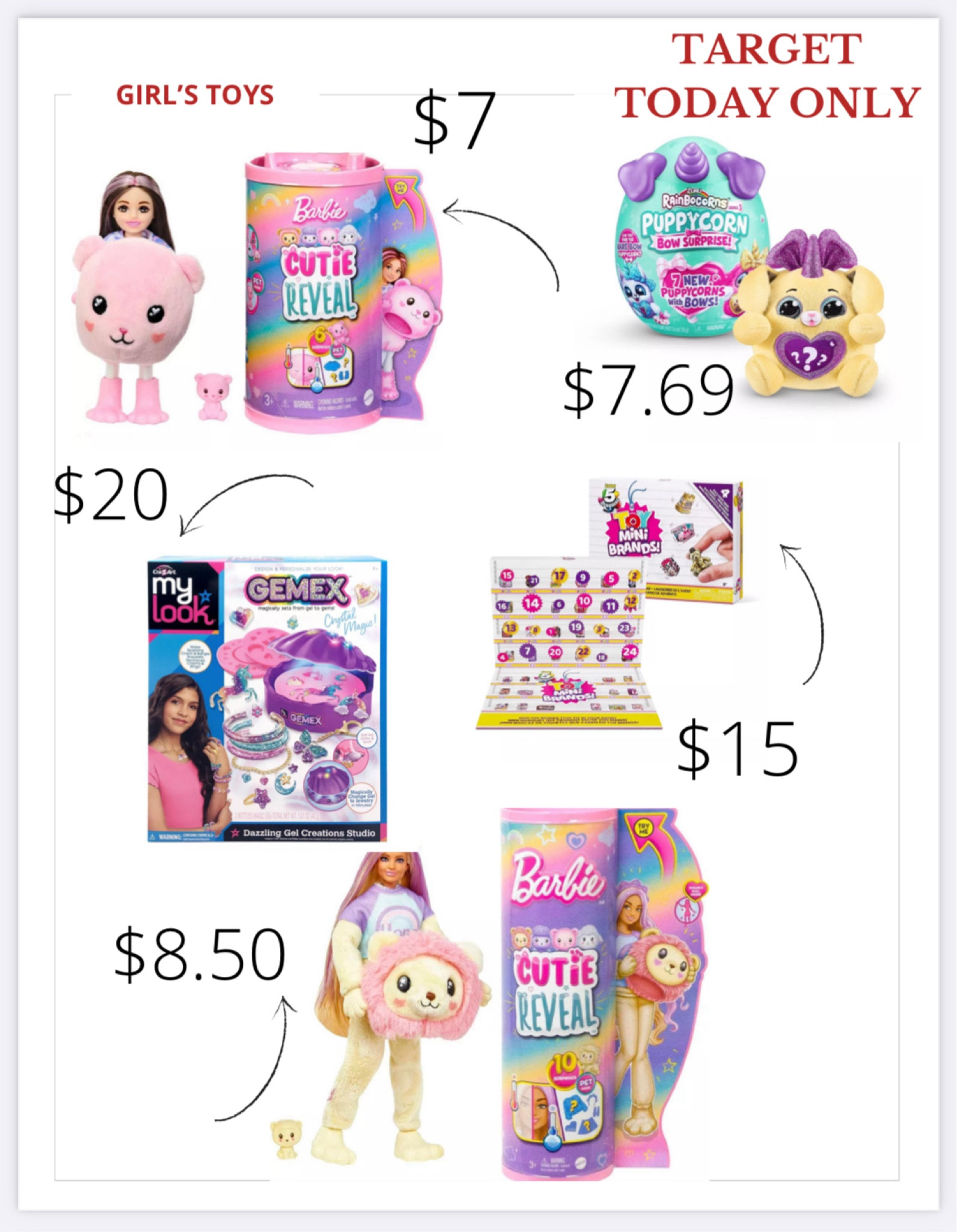 Today only!! Select Target toys on sale!!

Barbie cutie reveal, Chelsea doll cutie reveal, advent mini brands calendar, rainbow corns

#LTKGiftGuide #LTKkids #LTKCyberWeek