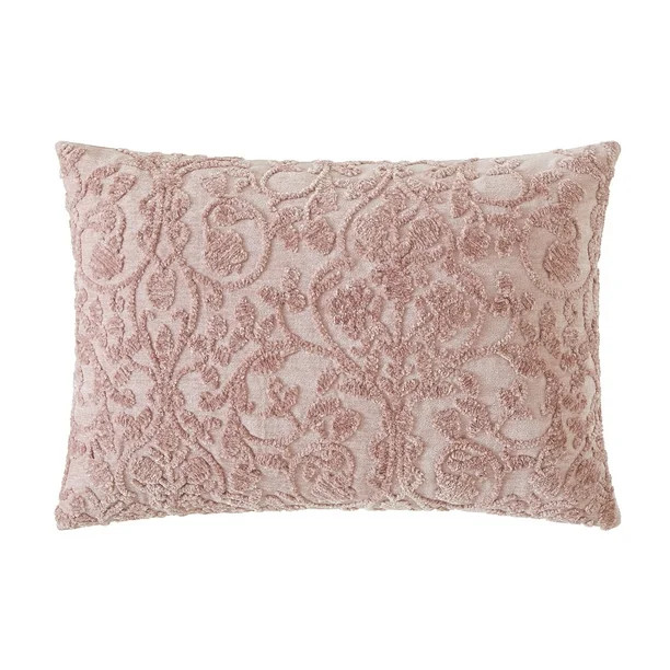 Style House Chenille Embroidered Rectangle Decorative Pillow 14" x 20", Pink | Walmart (US)