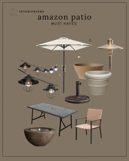 Amazon patio must have, outdoor dining table, woven outdoor dining chairs, affordable, 10 foot umbrella, string lights, large planter, small planter, pot, pathway, lights, fountain, porch, and patio from Amazon

#LTKSaleAlert #LTKHome #LTKStyleTip
