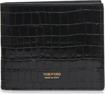 T-Line Croc Embossed Patent Leather Bifold Wallet | Nordstrom