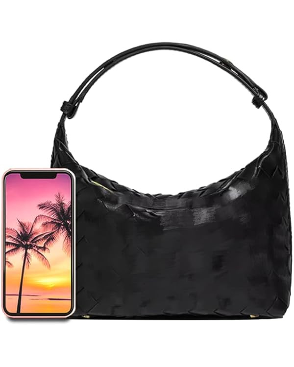 Woven Purse for Women, Braided Vegan Leather Woven Bag, Slouchy Mini Hobo Tote Purses, Small Top-... | Amazon (US)
