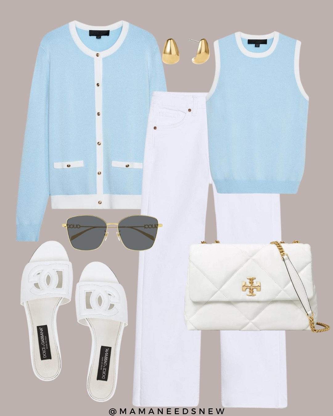 A spring outfit with matching knit cardigan and tank top set, jeans, slides and shoulder bag 🩵

#LTKSaleAlert #LTKStyleTip #LTKShoeCrush