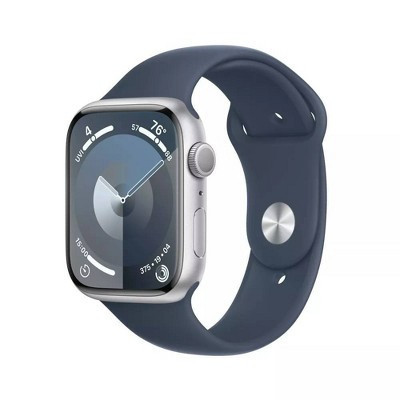 Refurbished Apple Watch Series 9 GPS 45mm Silver Aluminum Case with Storm Blue Sport Band - M/L (2023, 9th Generation) - Target Certified Refurbished | Target