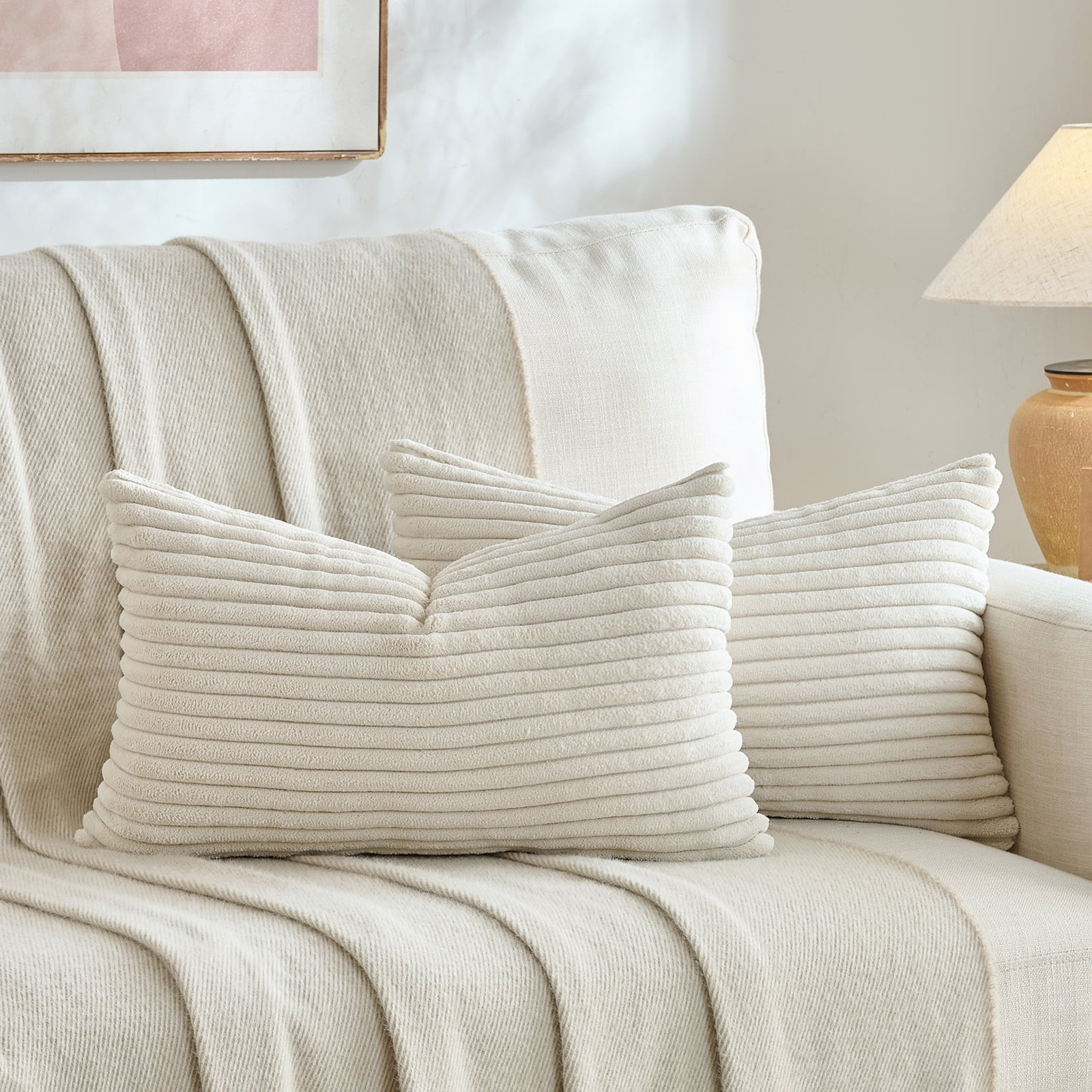 Fancy Homi 2 Pcs Cream Boho Neutral Decorative Throw Pillow Covers 12x20 Inch for Couch Bed Sofa,... | Walmart (US)