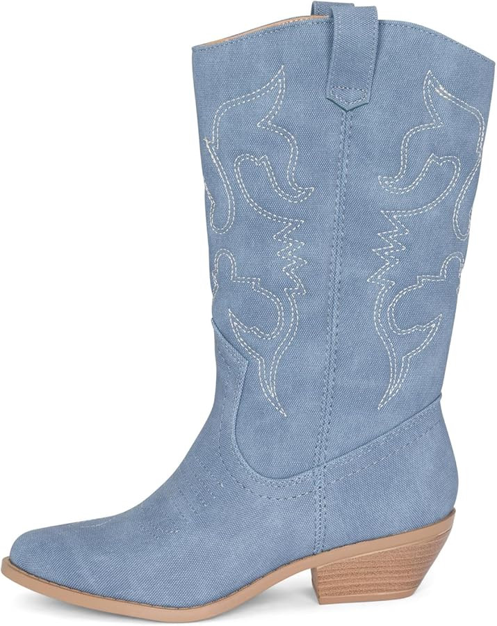 Chariot & Co Cowboy Boots for Women - Western Style Mid-Calf Stacked Heel Boot - Ring | Amazon (US)