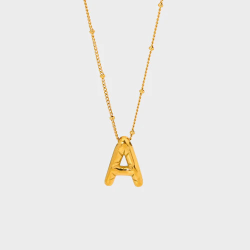 Bubble Initial Necklace | Garnished in Gold