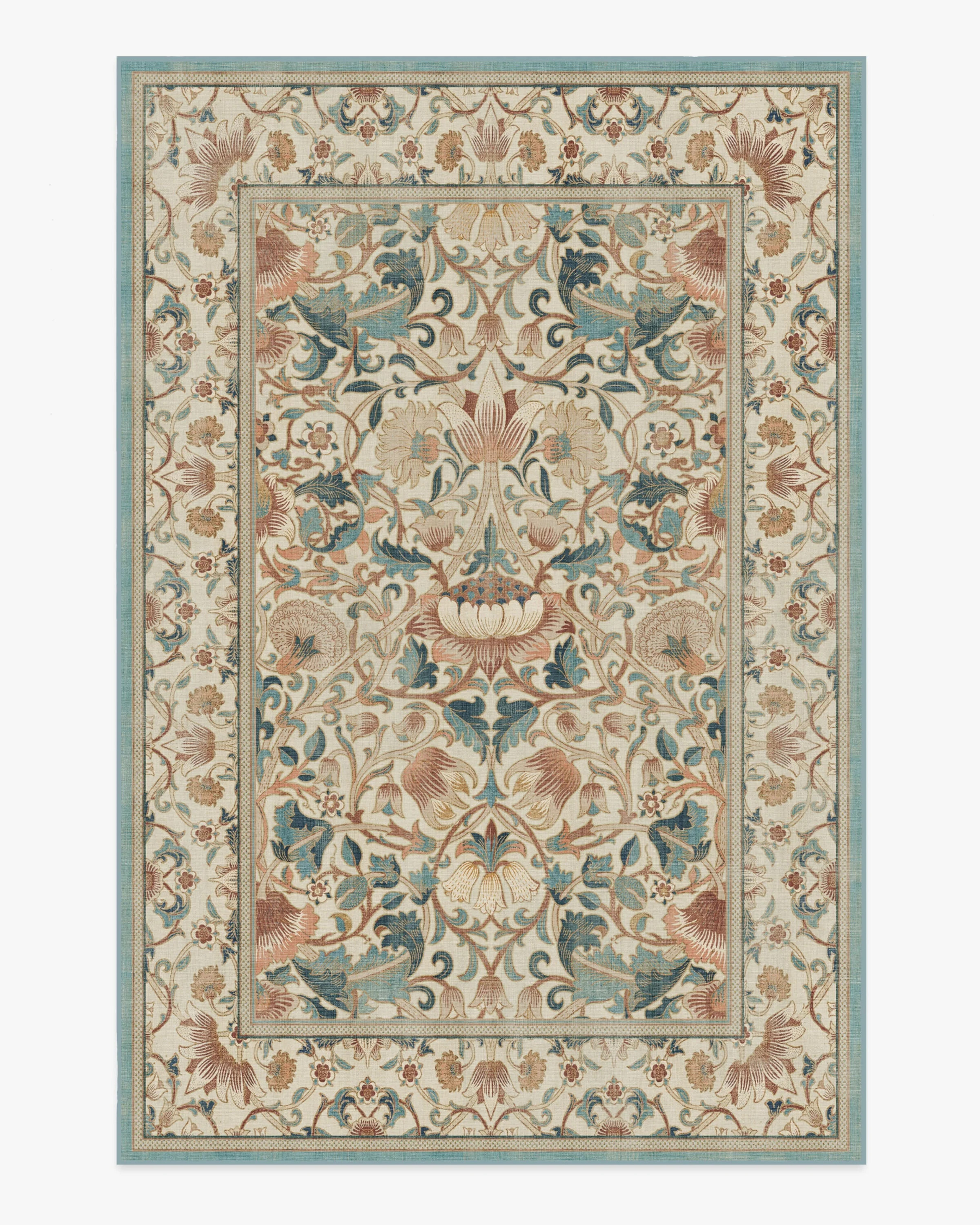 Lodden Soft Rose & Teal Rug by Morris & Co. | Ruggable US | Ruggable