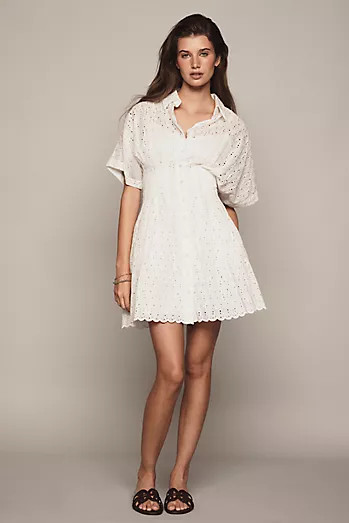 The Mona Linen Mini Shirt Dress by Maeve | Anthropologie (US)