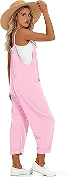 Muchpow Jumpsuits for Women Causal Summer Outfits Adjustable Strap Rompers V Neck Sleeveless Hare... | Amazon (US)