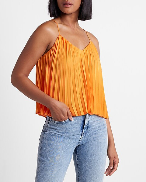 Pleated V-neck Cami | Express