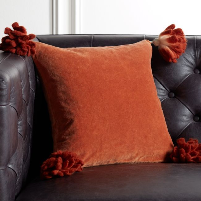 16" Bia Tassel Ginger Pillow with Feather-Down Insert | CB2