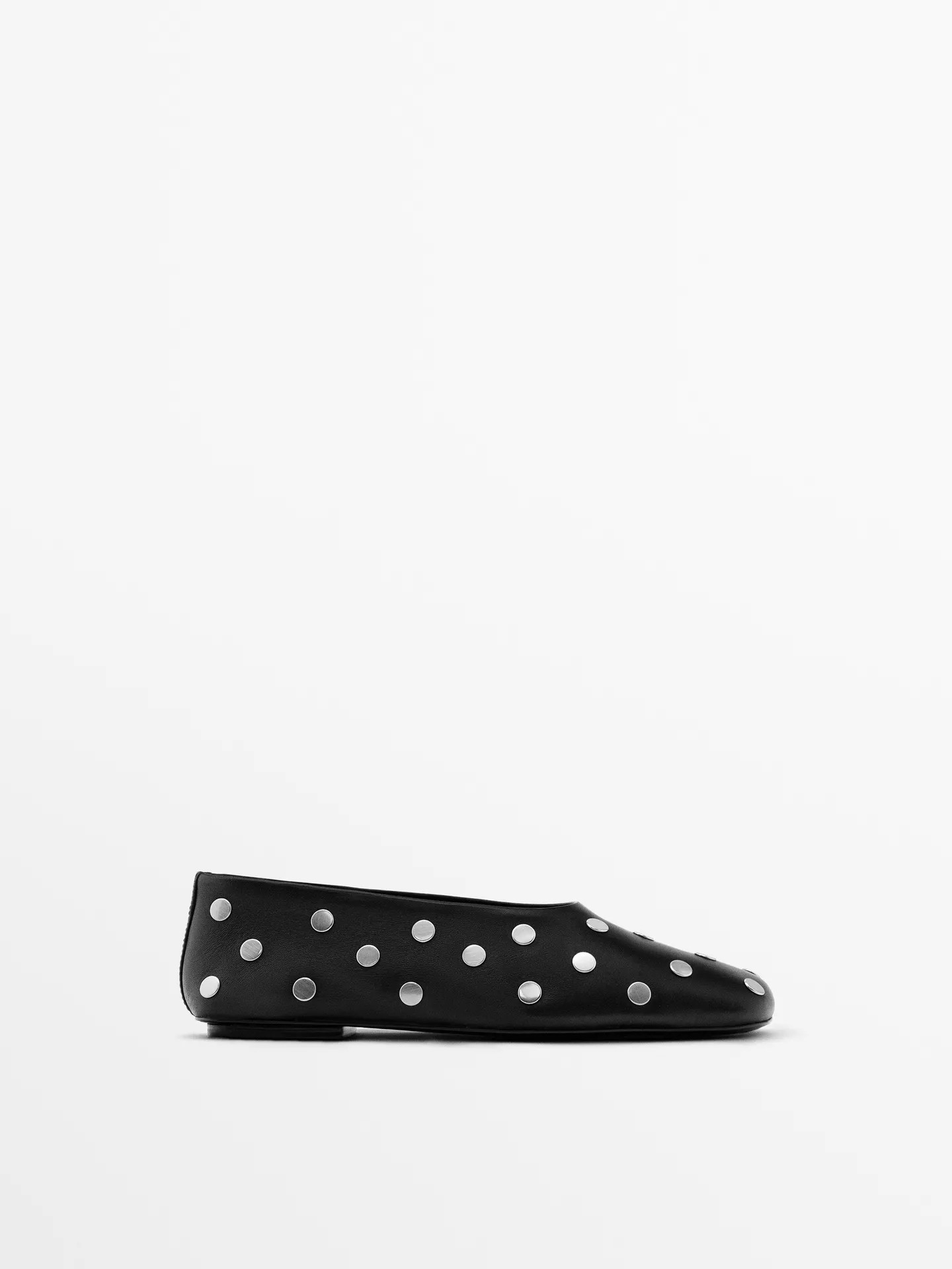 Studded ballet flats with square vamp | Massimo Dutti UK