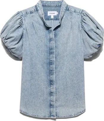 FRAME Pleat Puff Sleeve Denim Shirt | Nordstrom | Nordstrom