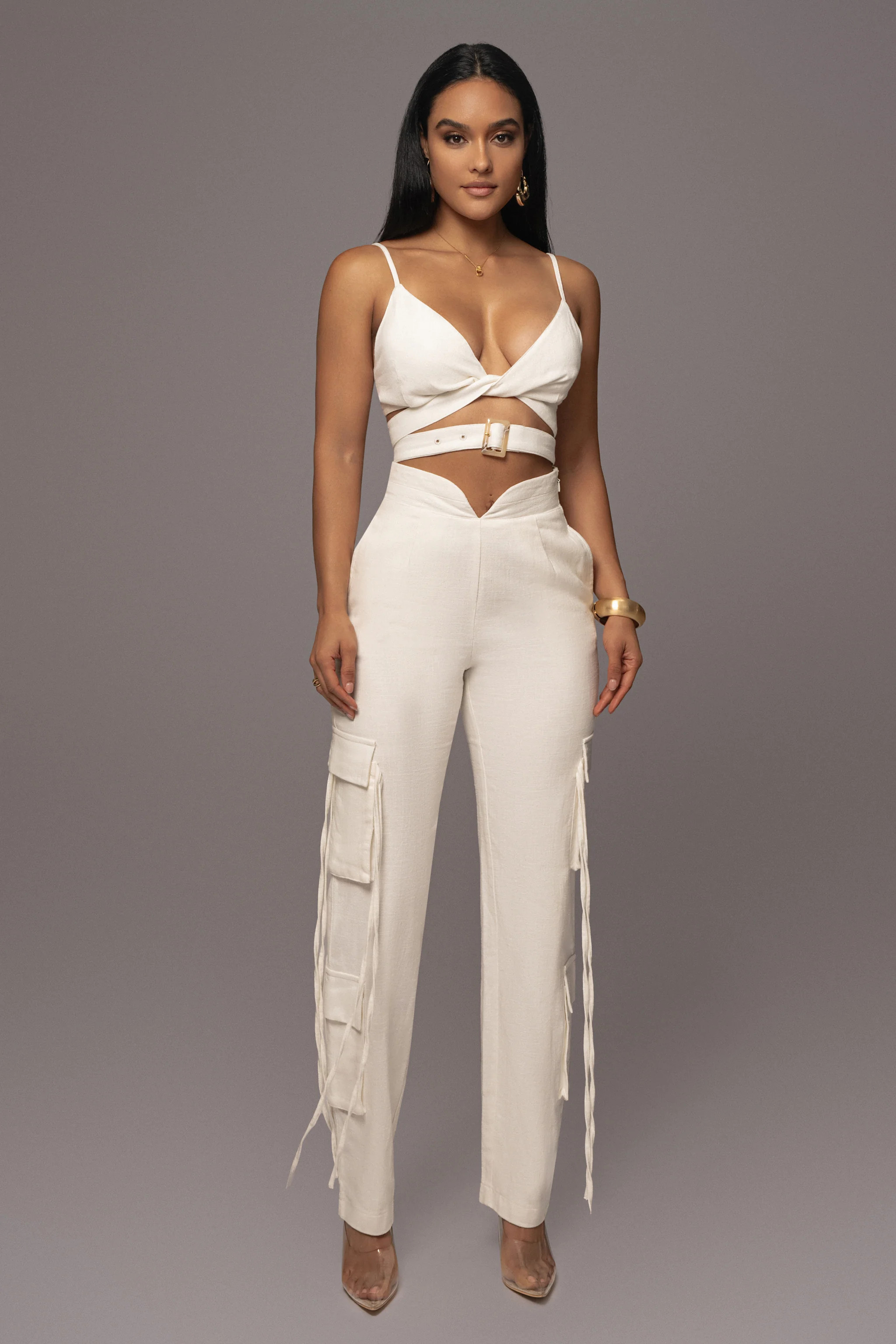 WHITE BETTER HALF LINEN UTILITY PANTS | JLUXLABEL