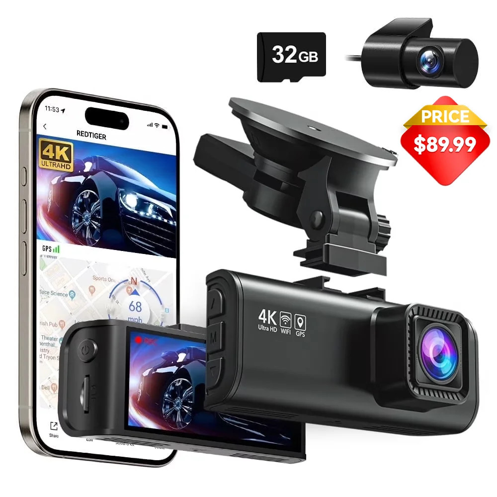 REDTIGER Dash Cam for Cars, 4K/2.5K Full HD Car Camera Dash Cam, 3.16\u201d IPS Screen Dash Cam, ... | Walmart (US)