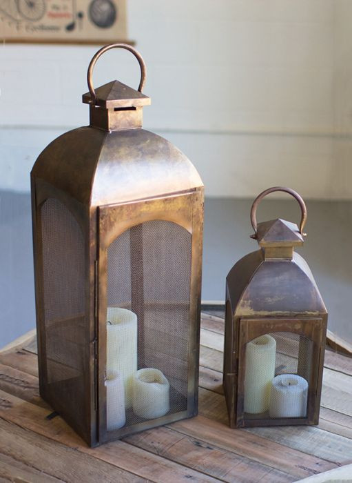 Antique Inspired Bronze Lanterns Set of 2 | Antique Farm House