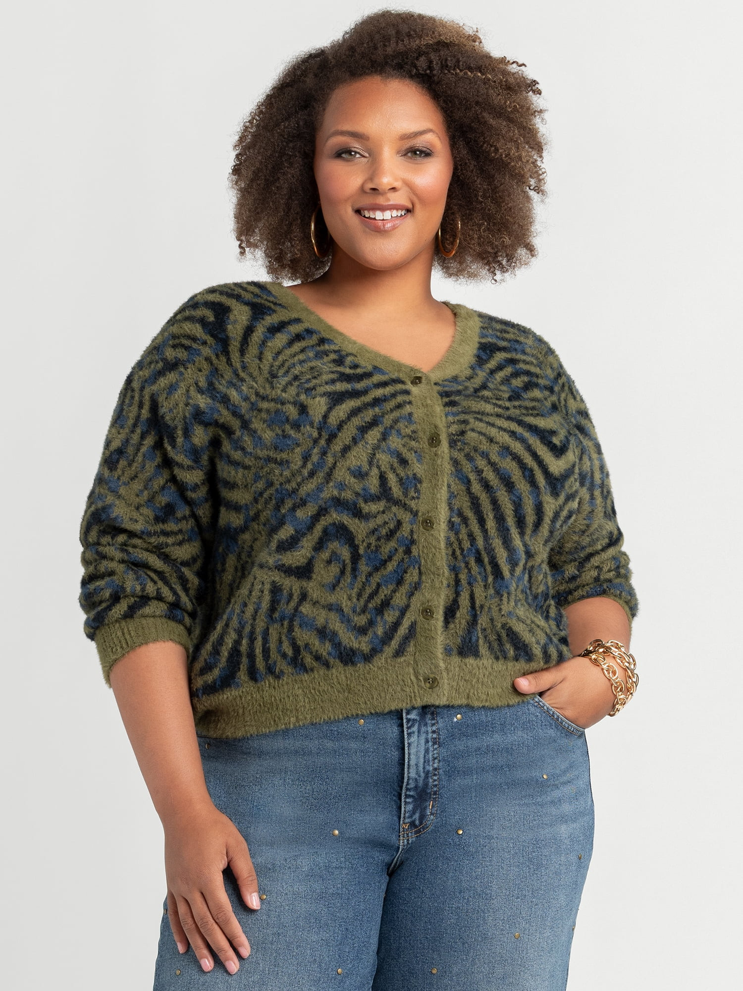 Jessica Simpson Women's Plus Dionne Eyelash Cardigan, Sizes 0X-4X | Walmart (US)