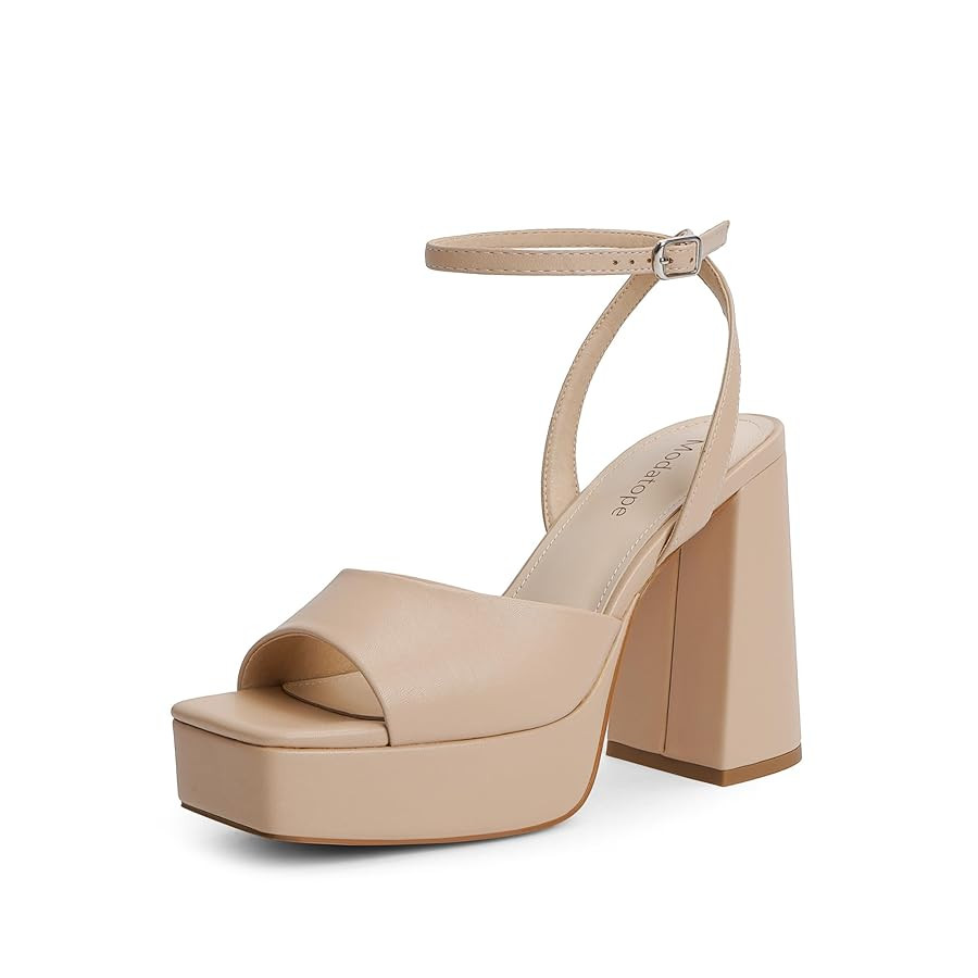 Modatope Platform Heels for Women Platform Sandals Womens Chunky Heel Open Toe Pumps Ankle Strap ... | Amazon (US)