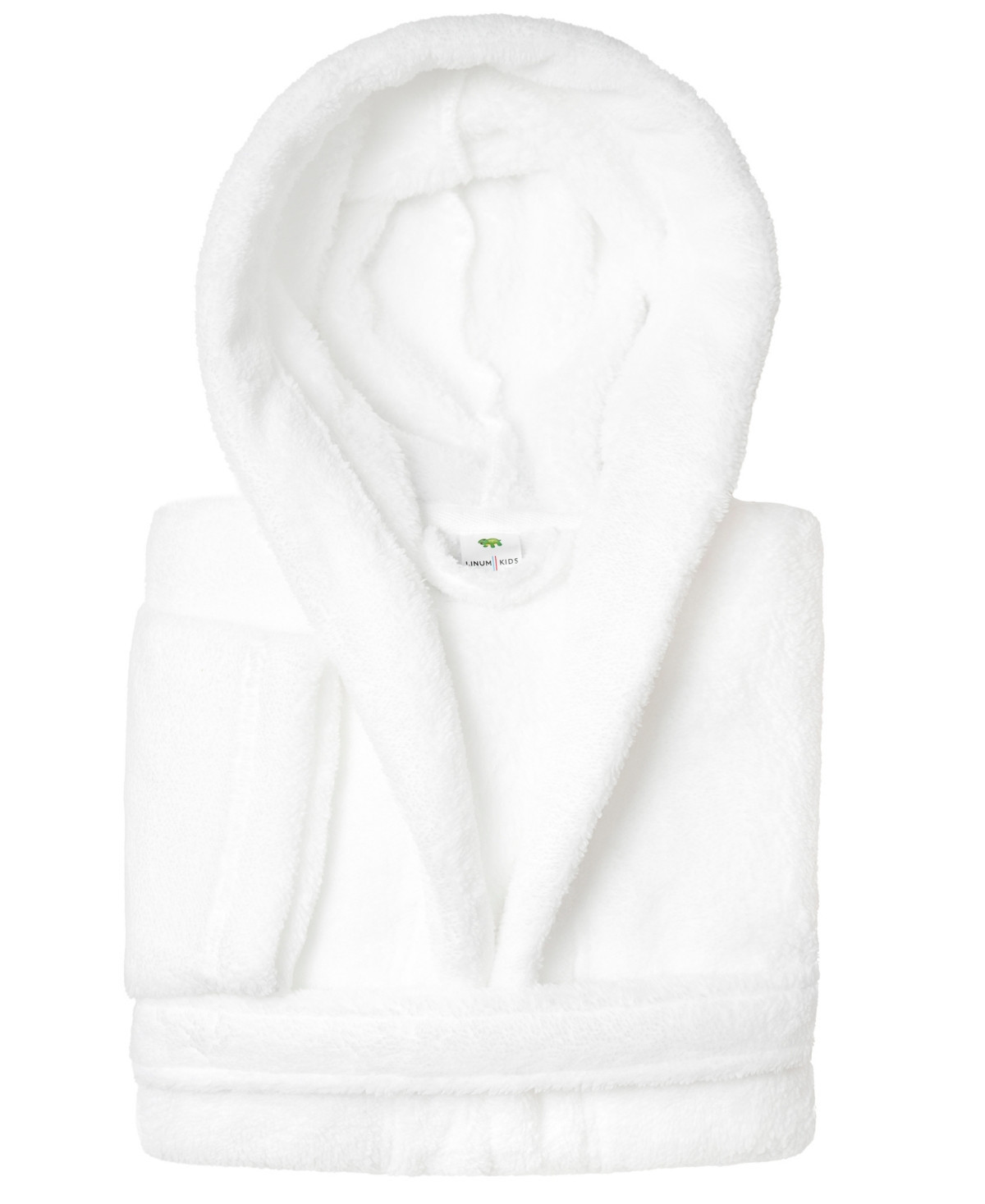Linum Home Kids Super Plush Double Brushed Hooded Polyester Bathrobe - White | Macy's
