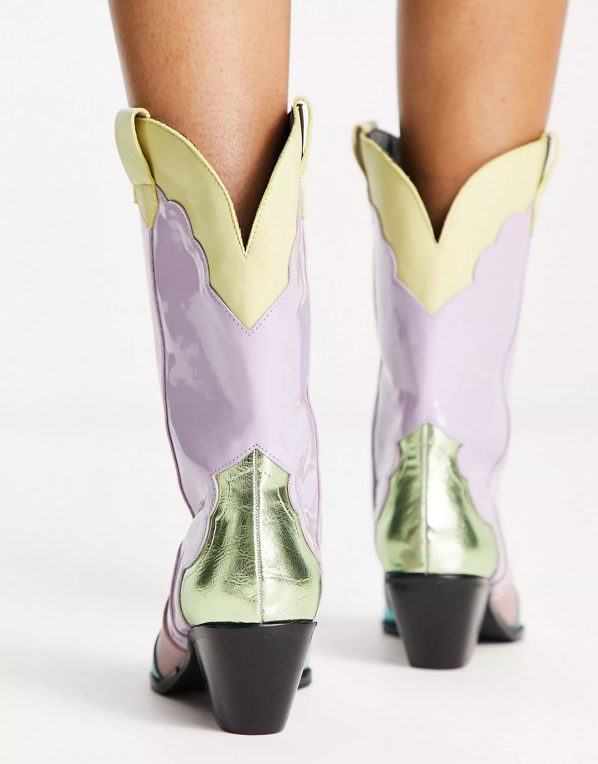 Daisy Street cowboy boots in pastel multi | ASOS (Global)