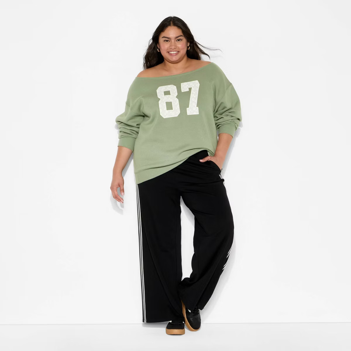 Women's Off the Shoulder Sweatshirt - Wild Fable™ Green M | Target