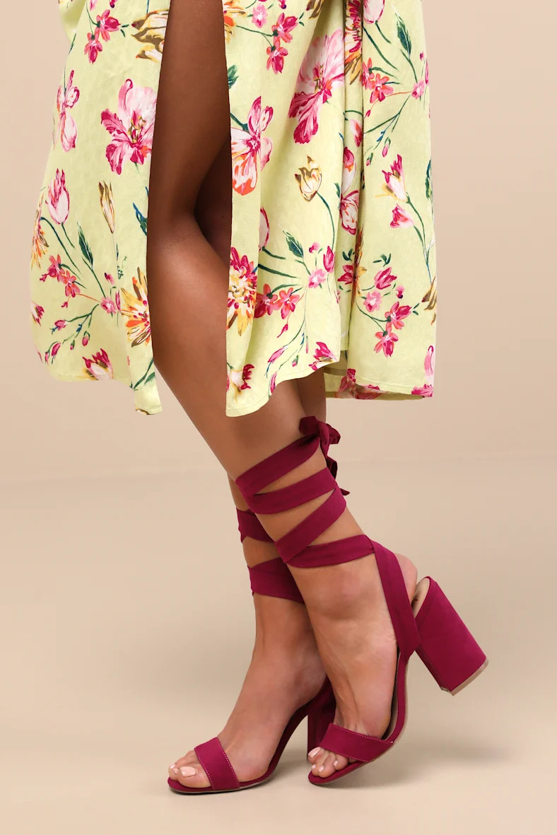 Alta Sangria Suede Lace-Up Heels | Lulus