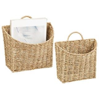 mDesign Woven Seagrass Hanging Wall Storage Basket - Set of 2 - Natural | Michaels | Michaels Stores