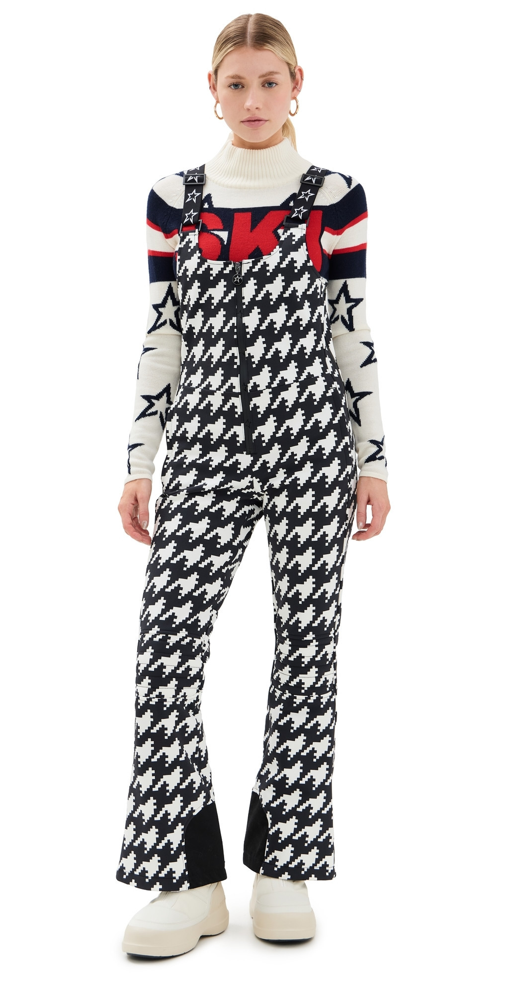 Perfect Moment Jg Bib Ski Pants Black And White Houndstooth M | Shopbop