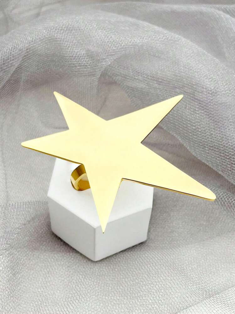 Mazuer Mazuer French Style Vintage Gold Color Creative Designer Ladies Star Ring, Fashionable And... | SHEIN